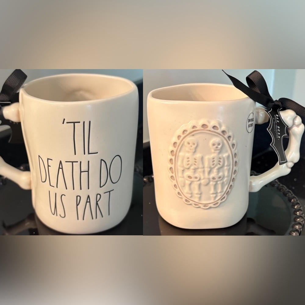 NWT (1) Rae Dunn Til Death Do Us Part Skeleton Couple Mug Newlywed Anniversary